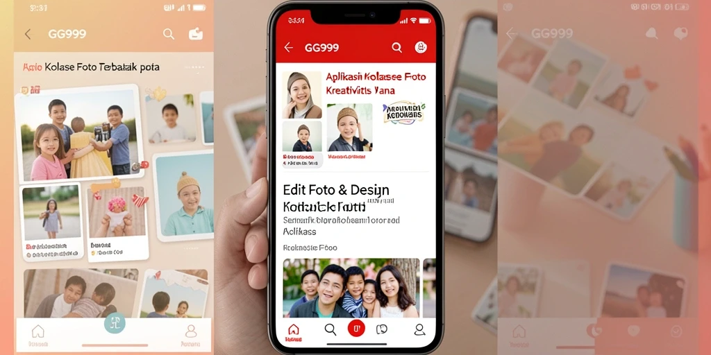 Tampilan antarmuka GG999 saat membuat kolase foto kreatif.