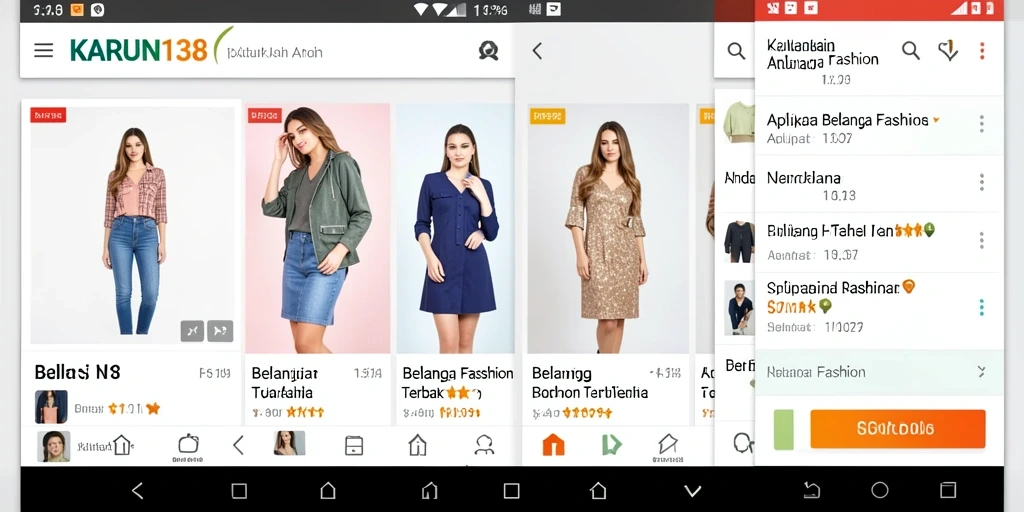 Tampilan antarmuka sederhana yang memudahkan navigasi aplikasi belanja fashion.