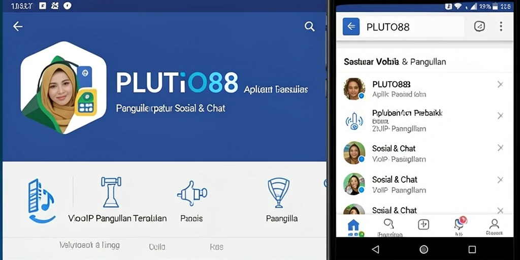 Tampilan antarmuka utama PLUTO88 saat melakukan panggilan VoIP.