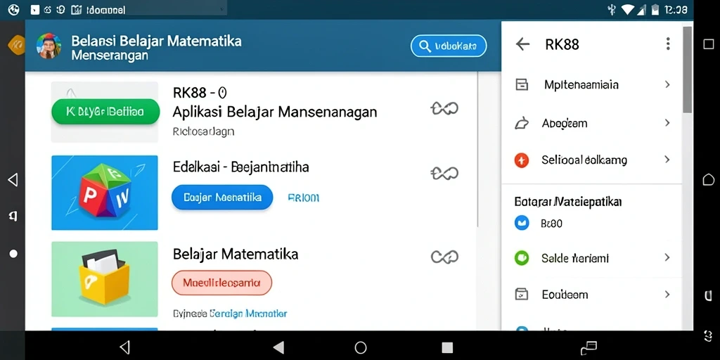 Antarmuka aplikasi RK88 yang intuitif dan menarik untuk belajar matematika.